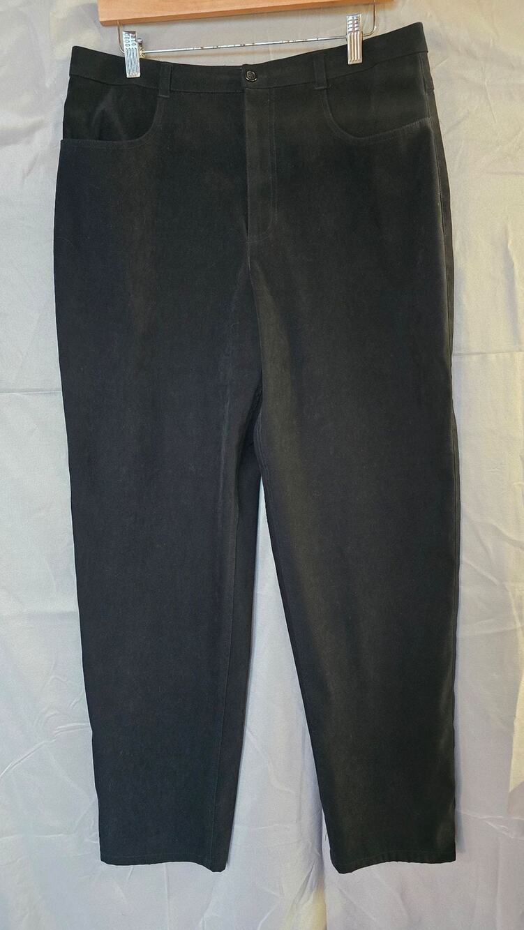 Talbots Pants Womens 14 Black Stretch Twill Straight Leg Ankle Zip Pockets